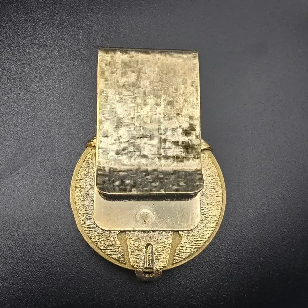 Vintage Equestrian Horse Themed Money Clip Gold Tone Western #3